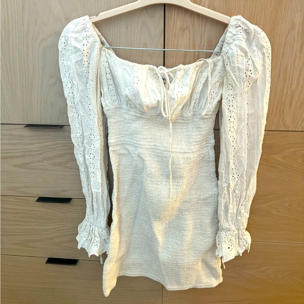 White ruched summer dress, EU36